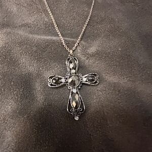 Elegant Silver Cross Pendant Necklace